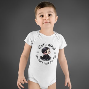 Goth Baby Onesie or Toddler t-shirt. Gift for Gothic New Born Baby or Child. Organic Cotton. Baby Shower Gift Goth. Year can be personalized