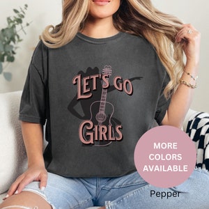 Let&#39;s Go Girls Pink Cowgirl Hat Western T-shirt. Coastal Cowgirl Coquette Style Rodeo Shirt. Bridal Party Nashville. Bachelorette Country.
