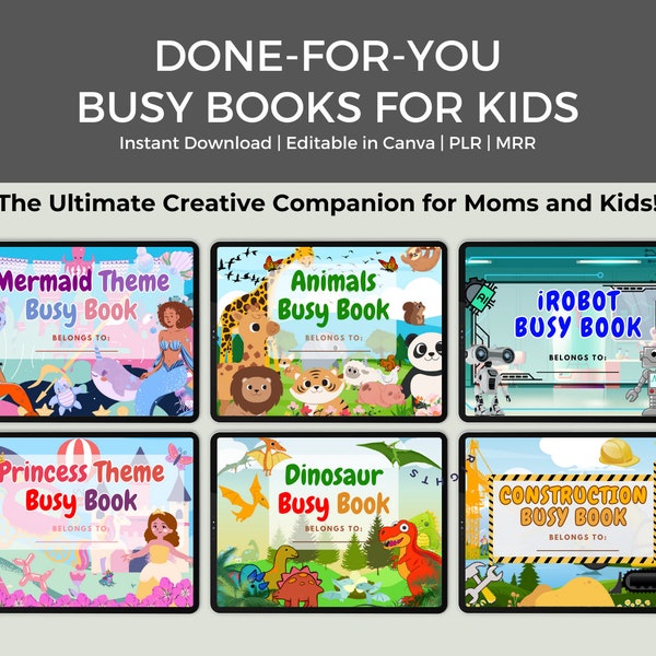 PLR Editable Busy Book for kids, home school digital download, travel book, printable activity, custom kids gift, preschool learning book