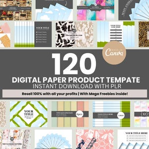 Digitales Papier Mockup Bundle, nahtlose Papier Etsy Auflistung Mockup Vorlage, quadratische Packung, US Letter druckbar, animiertes Video Mockup PLR