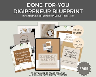 PLR-nybörjarguide till att sälja digitala produkter | Hur man säljer digitala produkter på sociala medier | Digipreneur-ritning | Etsy-guide