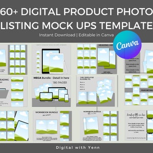 60+ Etsy Listing MockUp-Vorlagen Etsy Mock-Up Digital Produkt Mock-Up Canva-Listing-Vorlagen Verkauf auf Digital Planner Mock-Up MRR|PLR