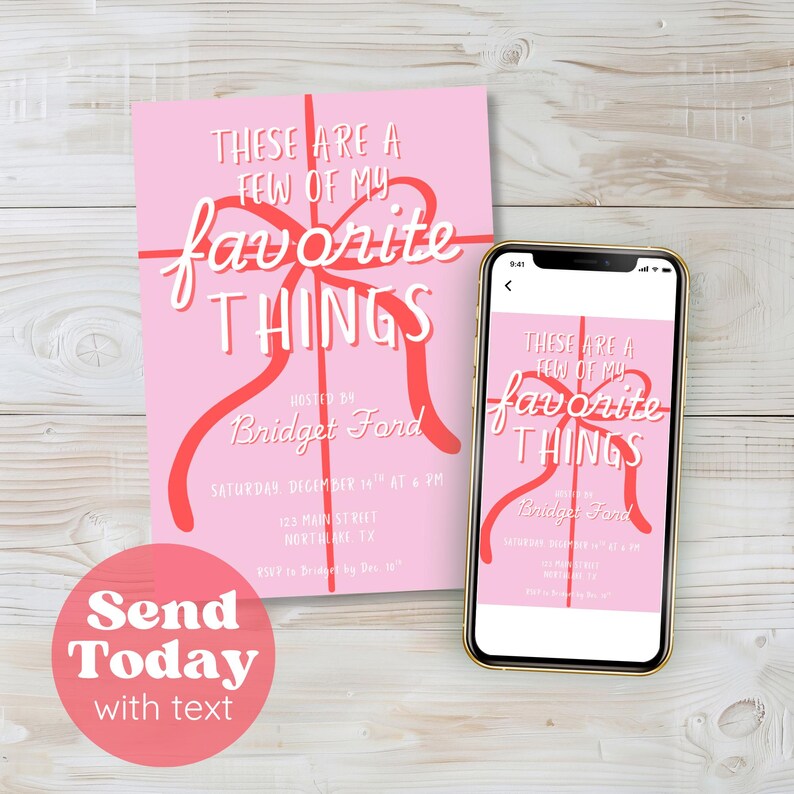 Favorite Things Party Invitation Editable Holiday Gift Exchange Invite Friendsmas Party Template Girls Night Festive Brunch Digital Download