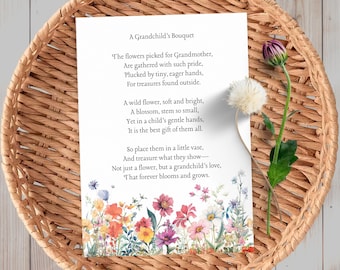 Printable Poem For Grandmother Mother&#39;s Day Gift PoetryBaby Shower Decor Mommy Pot Flower VaseNursery Wall Art Instant Digital Download