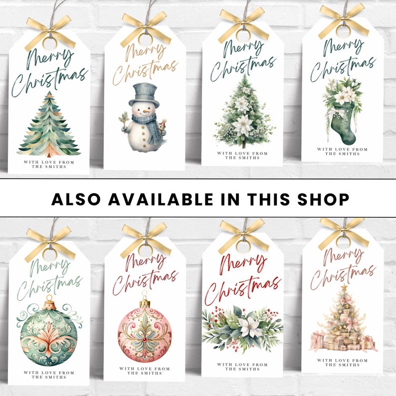 Personalized Christmas Gift Tag Template, Editable Holiday Gift Tag