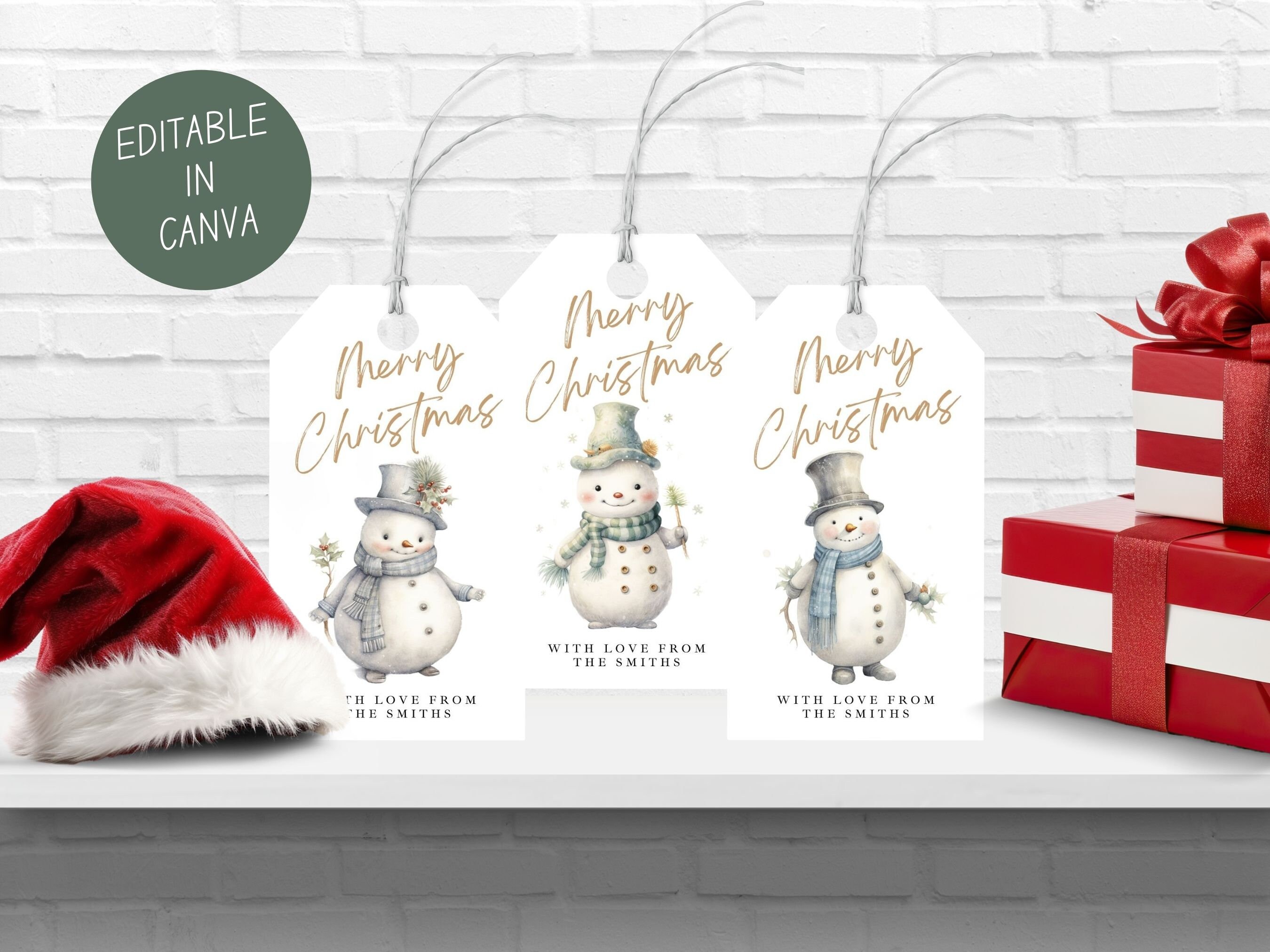 Editable Merry Christmas Gift Tag Template, Holiday Gift Tags, Merry ...