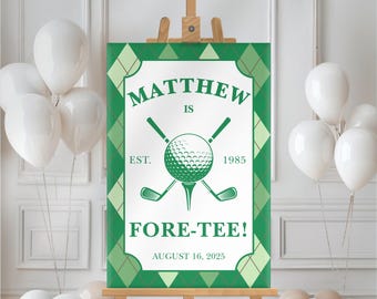 Letrero de bienvenida de cumpleaños de golf editable, póster de entrada de golf superior, pancarta de fiesta de minigolf, decoración con temática deportiva, plantilla imprimible, descarga digital
