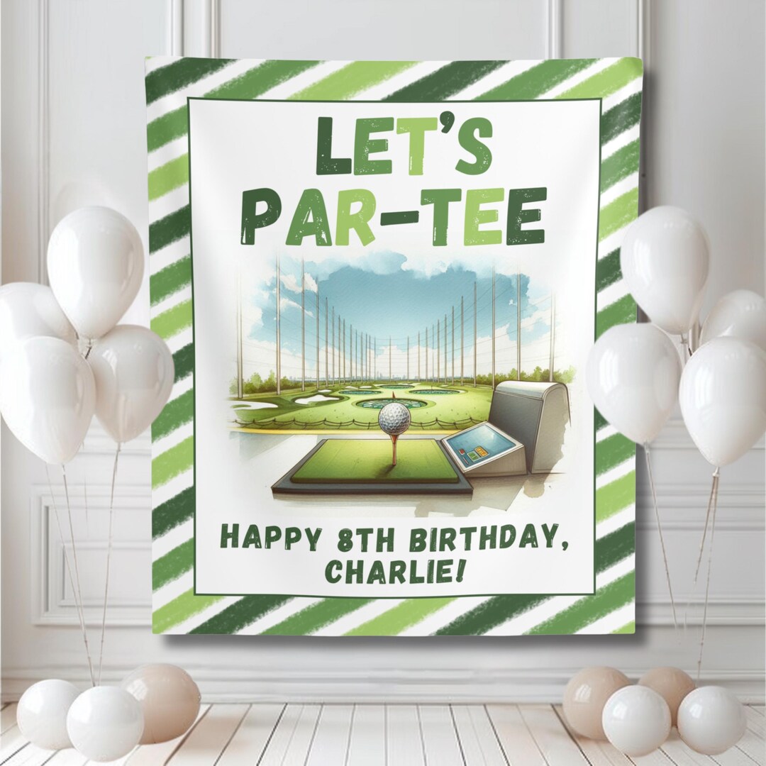 Golf Birthday Banner Indoor Wall Tapestry Editable Top Golf Party ...