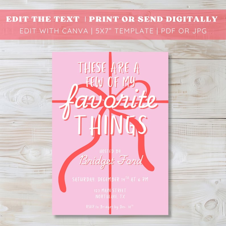 Favorite Things Party Invitation Editable Holiday Gift Exchange Invite Friendsmas Party Template Girls Night Festive Brunch Digital Download