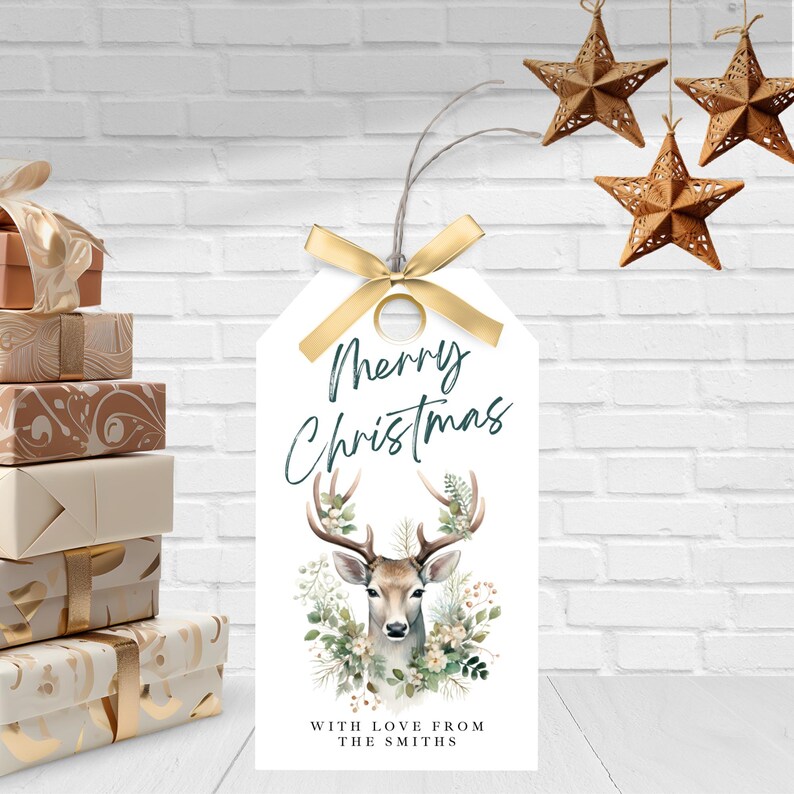 Personalized Christmas Gift Tag Template, Editable Holiday Gift Tag