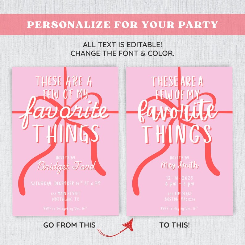 Favorite Things Party Invitation Editable Holiday Gift Exchange Invite Friendsmas Party Template Girls Night Festive Brunch Digital Download