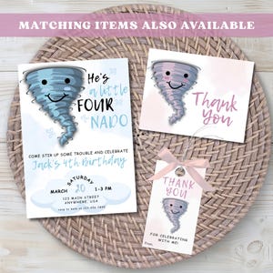 Editable FOURnado Birthday Invitation Tornado Birthday Invite Girl Forth Birthday Printable Weather 4 year Template Instant Digital Download