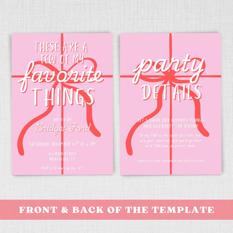 Favorite Things Party Invitation Editable Holiday Gift Exchange Invite Friendsmas Party Template Girls Night Festive Brunch Digital Download