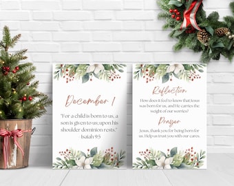 Advent Scripture Cards, Bible Verse Cards, Christmas Countdown Calendar, Bible Verse Card for Christmas, Printable, Instant Download