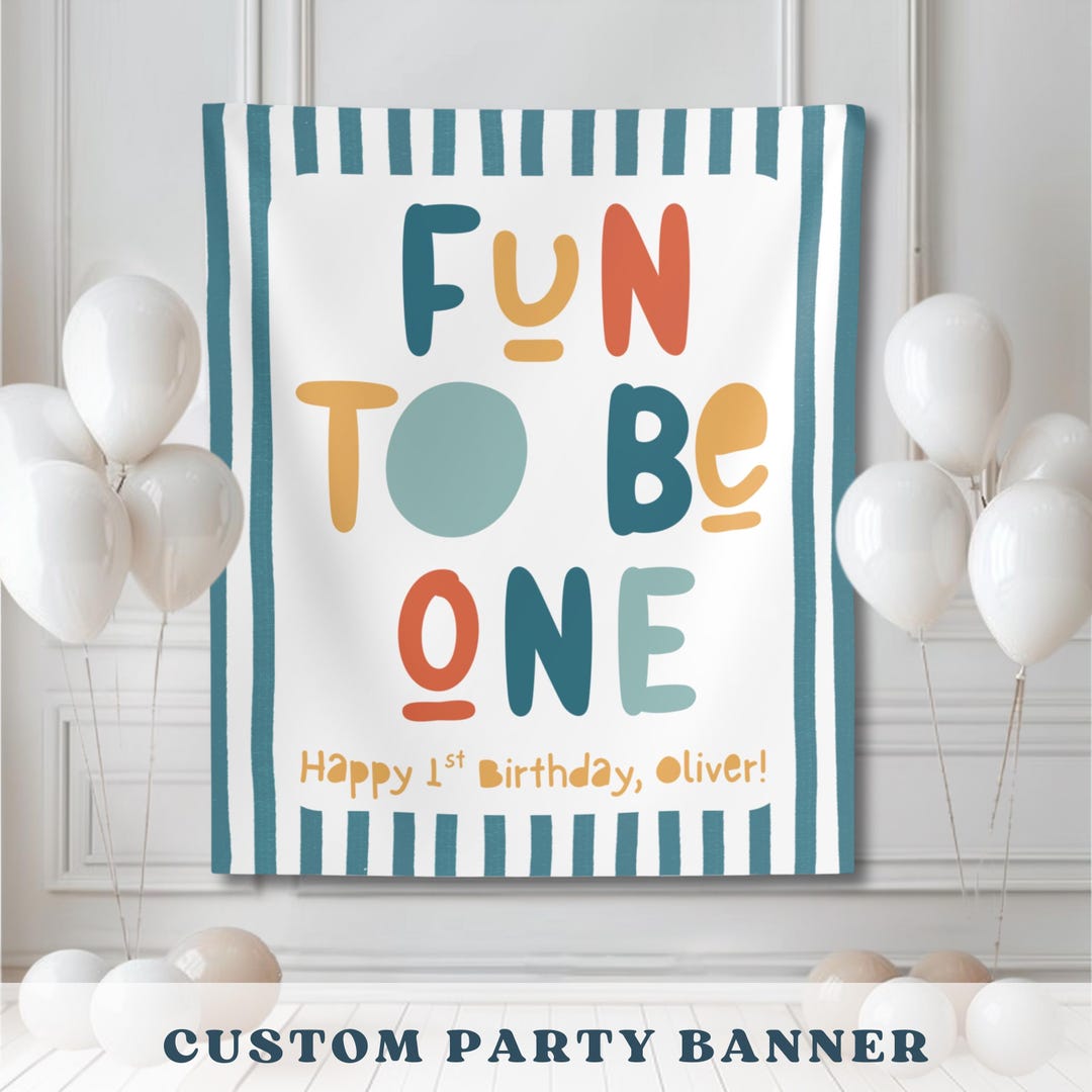 Custom Fun to Be One Birthday Banner Personalized First Birthday Photo ...