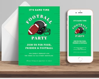 Editable Football Tailgate Party Invitation Printable College Game Day Celebration Invite Instant Download Digital Watch Party Template Card