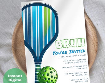 Editable Boys Pickleball Birthday Invitation Sports Party Invite Any Age Pickleball Theme Printable Dinks Drinks Digital Download Template