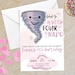 Four-nado 4th Birthday Photo Invite (Pink) - Fournado Party Invitation for Girls - 5x7 Personalized Digital Download