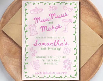 Editable MuuMuus and Margaritas Invitation MooMoo Ladies Night Tropical Invite Mumu Mexico Girls Bach Fiesta Theme Instant Digital Download