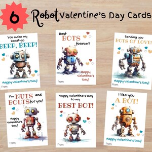 Printable Robot Valentines Day Cards for Kids, Robot Classroom ...