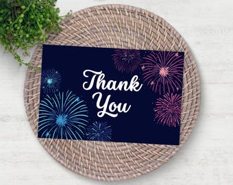 Firework Gender Reveal Thank You Card Editable Boy or Girl Firecracker Party Favor TemplatePink or Blue  Reveal Instant Digital Download