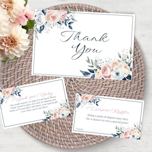 Tijd voor thee bedankt, bewerkbare theekransje bedankkaartje, roze blauw e neutrale bloemenkaart babyshower bruids douche instant digitale download