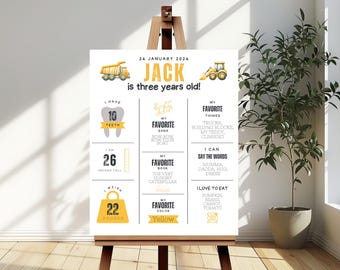 Construction Milestone Board: Dump Truck Birthday Sign (Digital Download)