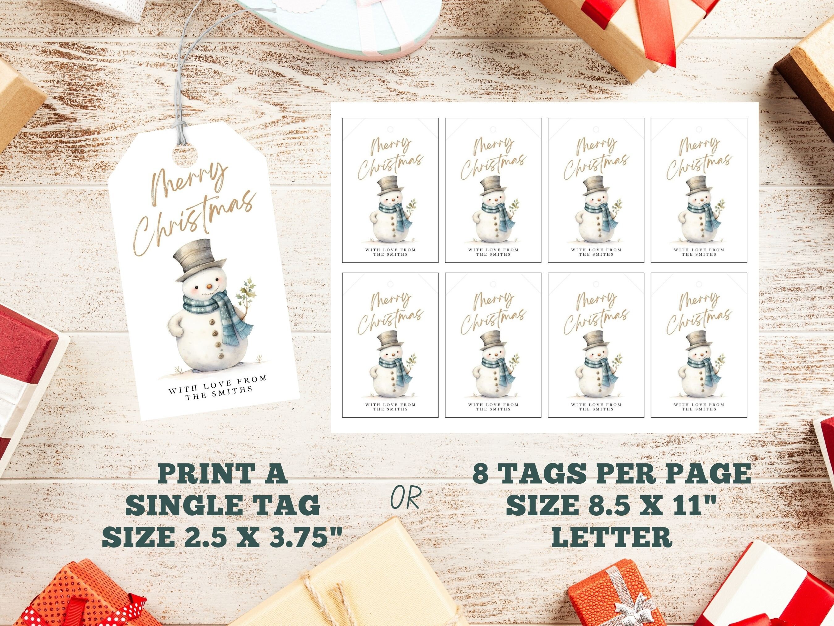 Editable Merry Christmas Gift Tag Template, Holiday Gift Tags, Merry ...