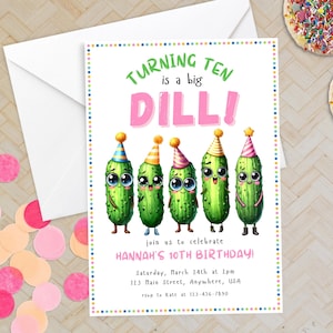 Editable Dill Pickle Birthday Invitation It&#39;s A Big Dill Birthday InvitePrintable Kind Of A Big DillANY AGE Instant Digital Download