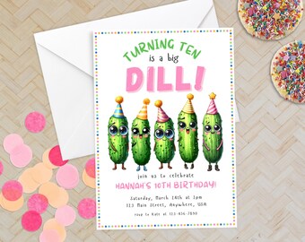 Dill Pickle Birthday Invitation: Funny Pickle Theme (Digital Download)