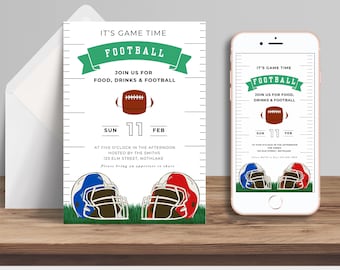 Football Watch Party Invitation Editable Game Day Printable Template Digital Instant Download Big Game Celebration Invite DIY Tailgate Party