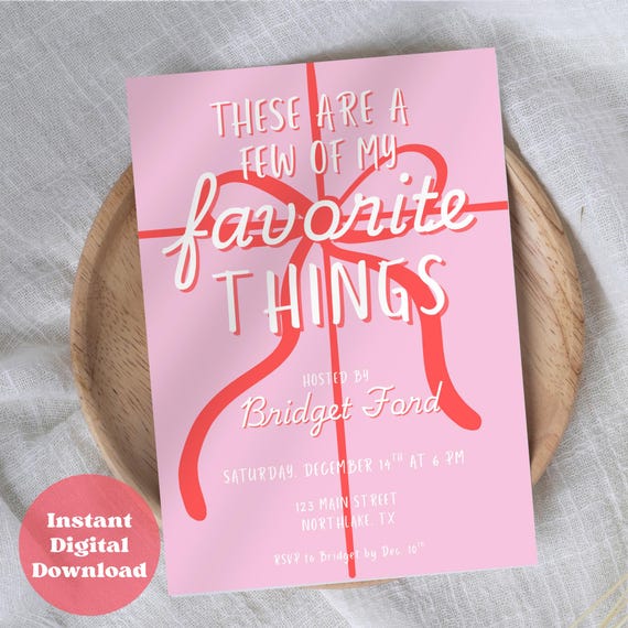 Favorite Things Party Invitation Editable Gift Exchange Invite Friendsmas Theme Template Girls Night Brunch Digital Download Galentines