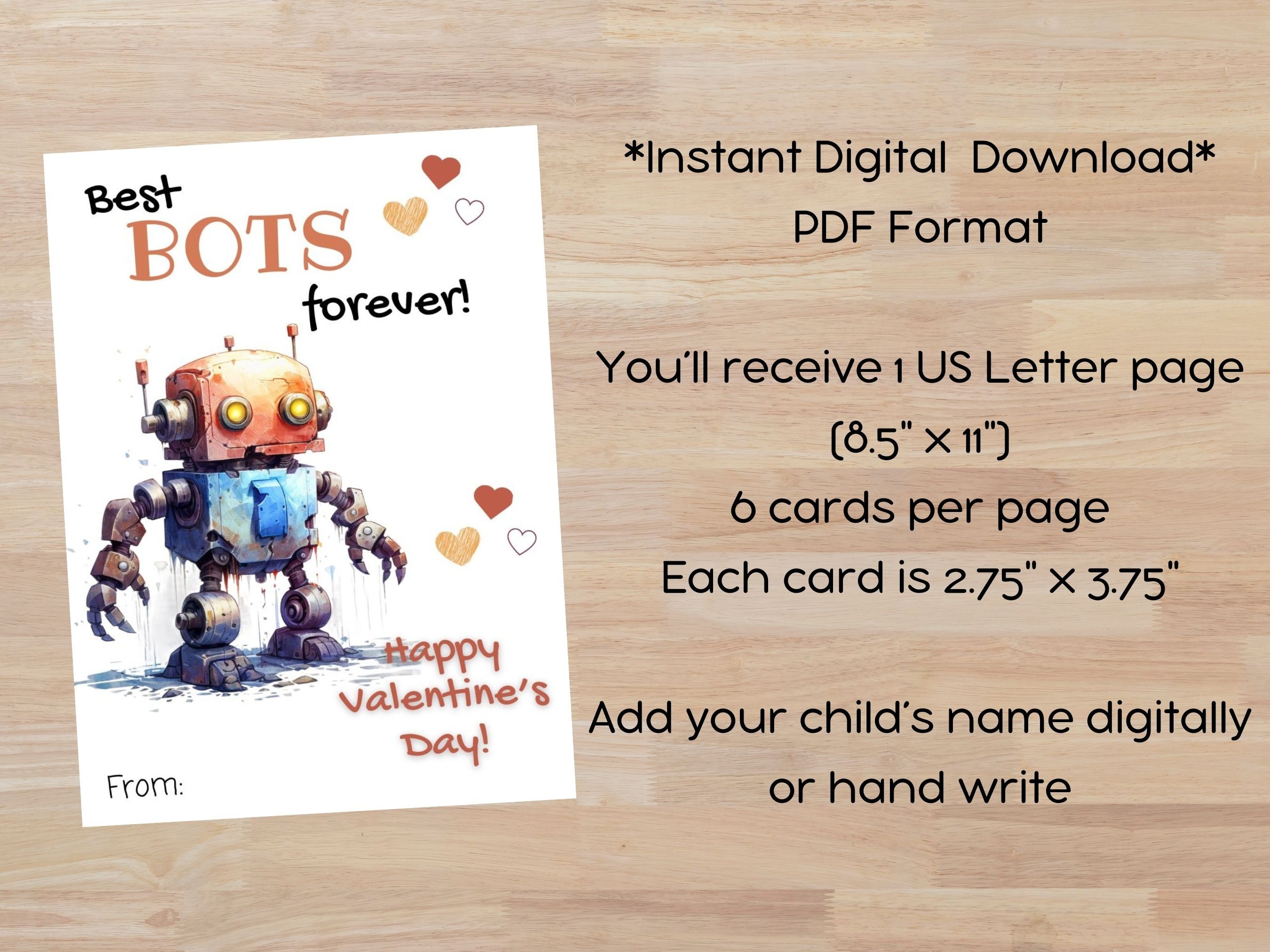 Printable Robot Valentines Day Cards For Kids Robot Classroom Valentines Exchange Cards Robot