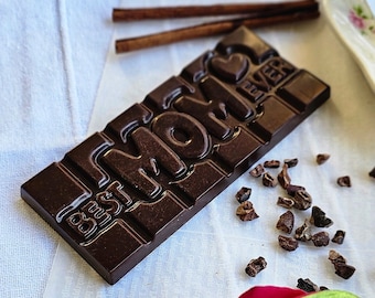 Dark Chocolate Bar | BEST MOM EVER | Handmade Chocolate | Personal Gift | Crafted | Belgian Finest Chocolate | Love Gift | Mother's Day