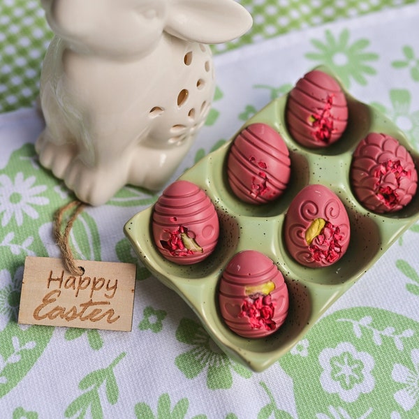 Chocolate Eggs with Pistachio | Easter GIFT | Happy Easter | Ruby Finest Belgian Chocolate | Personalized Gift | Box With Chocolate