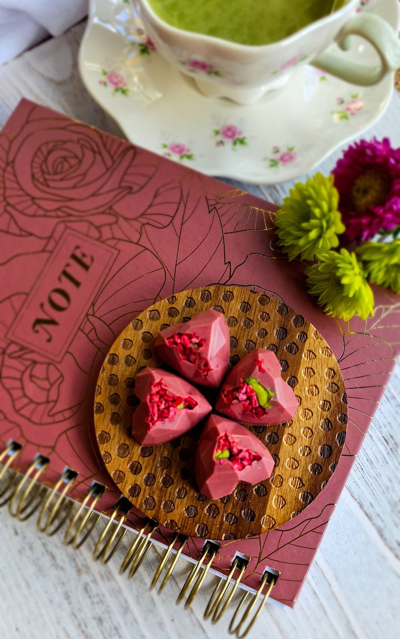 Chocolate Hearts with Pistachio Mother's Day Gift Love Presents White Finest Belgian Chocolate Special Gift Box With Chocolate image 8