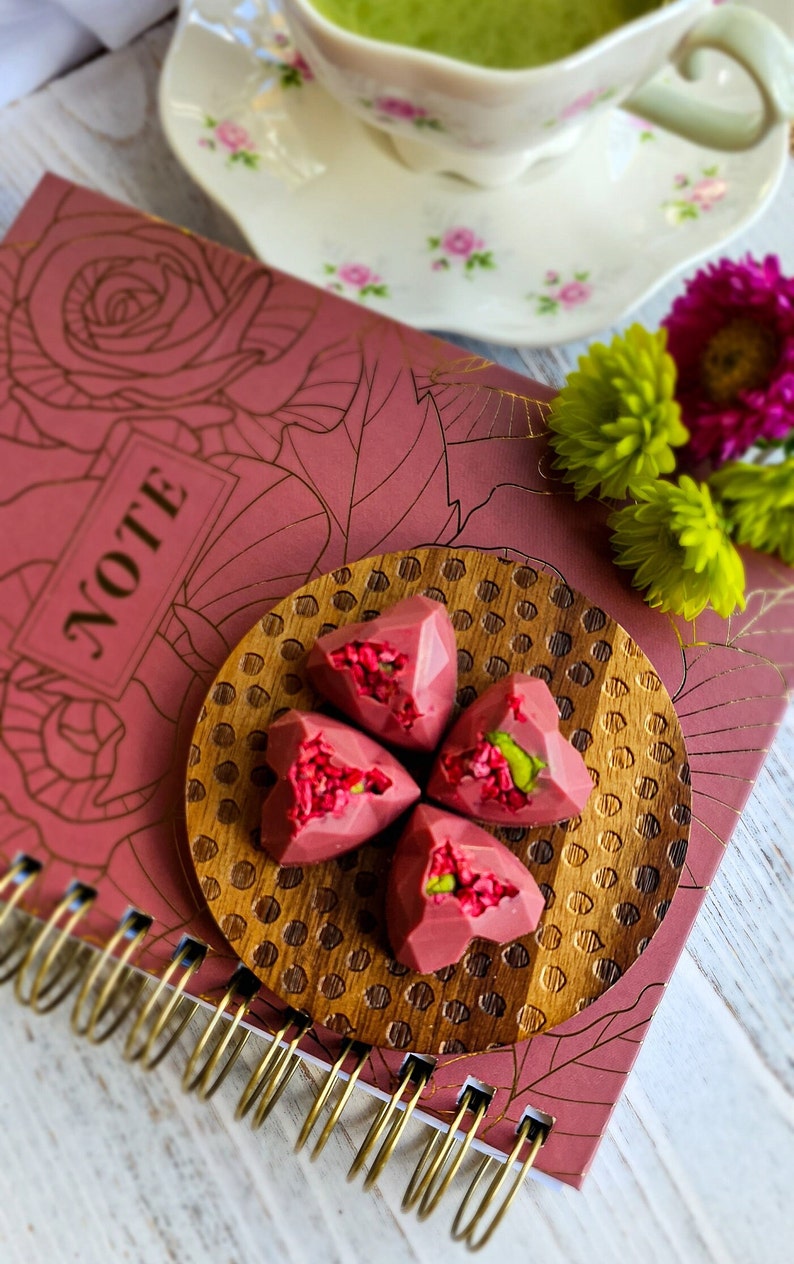 Chocolate Hearts with Pistachio Mother's Day Gift Love Presents White Finest Belgian Chocolate Special Gift Box With Chocolate image 4