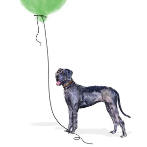 Deutsche Dogge Hund mit Luftballon-Grußkarte