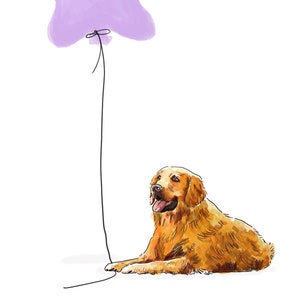 Golden Retriever Hund mit Ballon Grußkarte
