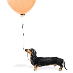 Dackel Hund mit Luftballon Grußkarte