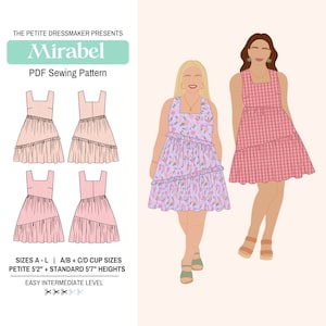 Mirabel Digital PDF Dress Sewing Pattern | 12 sizes | Babydoll Summer Party Dress