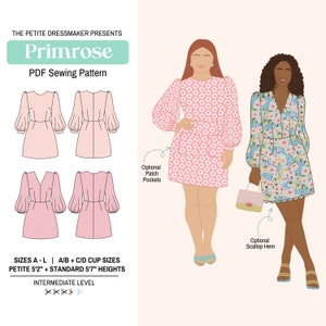 Primrose Digital PDF Dress Sewing Pattern | 12 sizes | Long Sleeve Party Dress