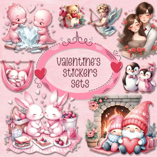 Valentines Day Stickers Set , Journal Stickers, Scrapbook Sticker, Planner Sticker, Romance Stickers, Valentines Day Sticker, Sweet, Love