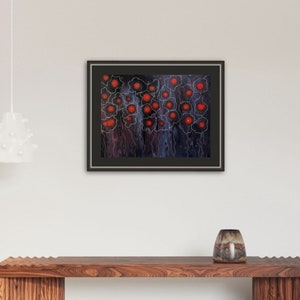 Feenhaftes Weltraumfeld originale Kunst. Lichter im schwarzen Weltraum Poster. Geclee Druck.