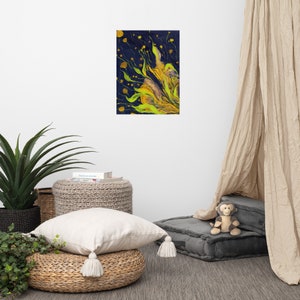 Sun glowing print from original optimistic art. Sun rays professional print . Sun flower petals