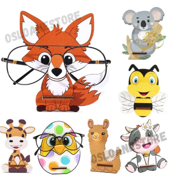Wooden Cute Animal Glasses Holder | Animal Eyeglasses Storage Ornaments | Woodland Decor | Eyeglasses Display | Fox Eyeglasses Stand