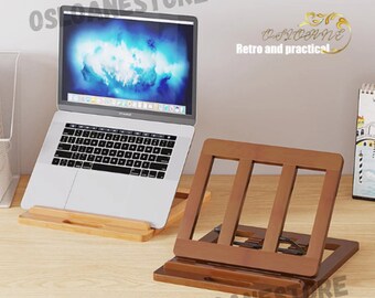 Wooden Laptop Holder - Versatile & Adjustable Stand for Laptop Ipad Tablet ProBook Apple MacBook ChromBook ibook - Portable Stand For Laptop