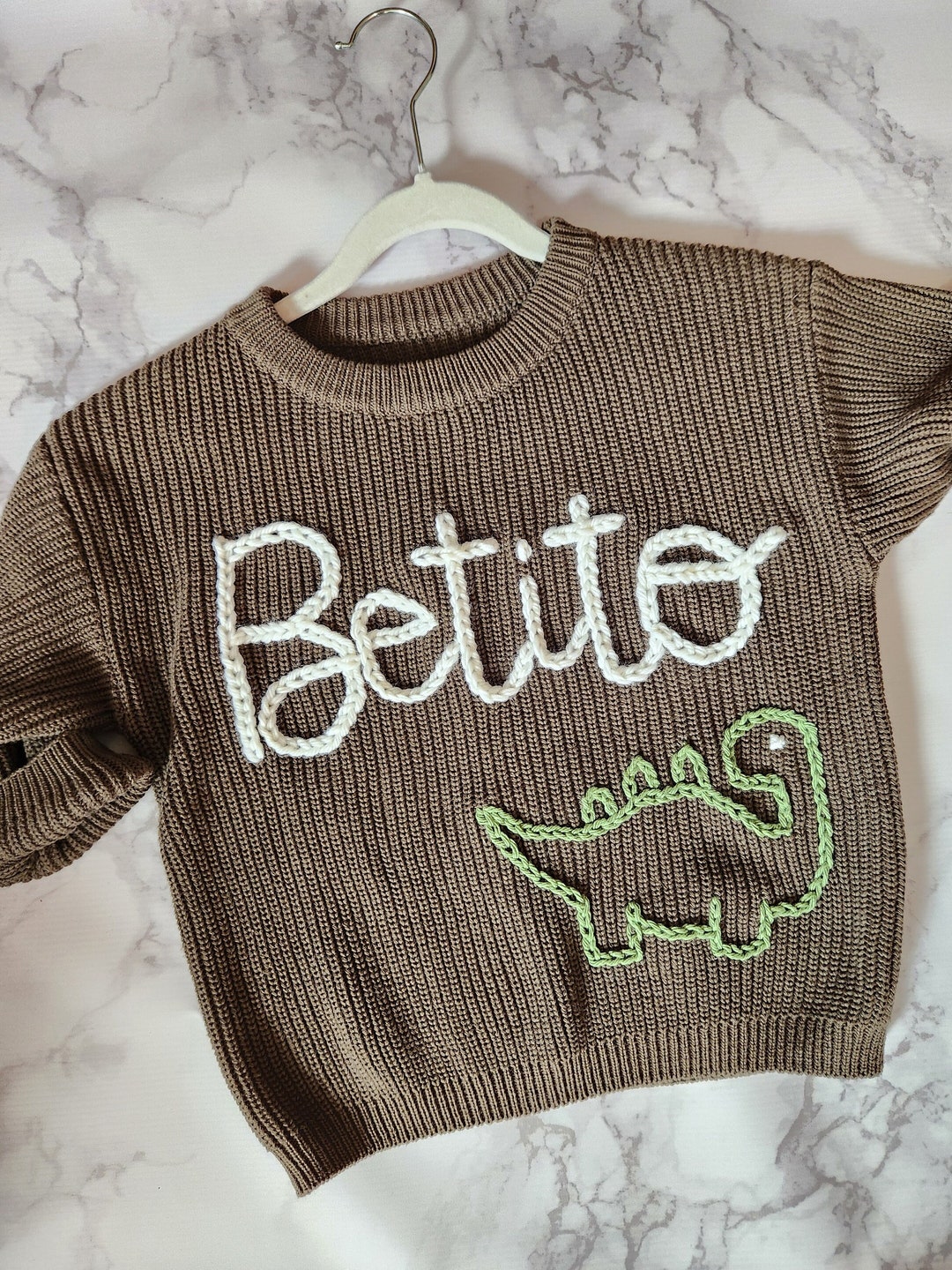 Personalized Knitted Sweater, Hand Embroidered, Baby Toodlers/kids
