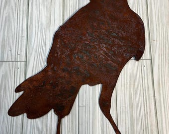 Rusted crow metal plasma cut  Art outdoors home decor