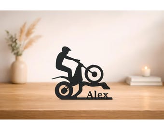Biker Personalized 3D Line Art, 3D Bike Figure, Custom TrialBike Line Art, Motorcycle Lover Gift, Trial Rider Gift, Motorbike Garage Decor